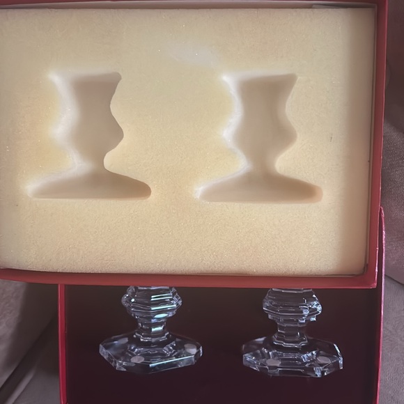 New n Box Baccarat Glass French Regency Short Candlestick Holders LOUIS XIV - Picture 4 of 5